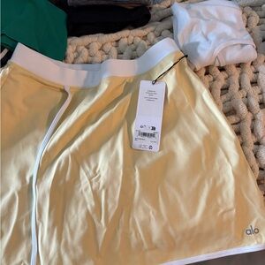 ALO Yoga Yellow Tennis Skirt with White Trim